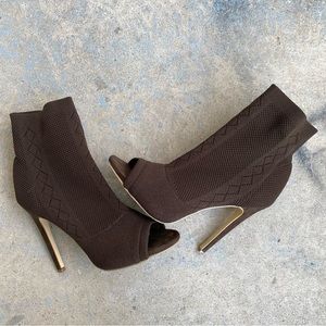 Brown Open Toe Sock Heel